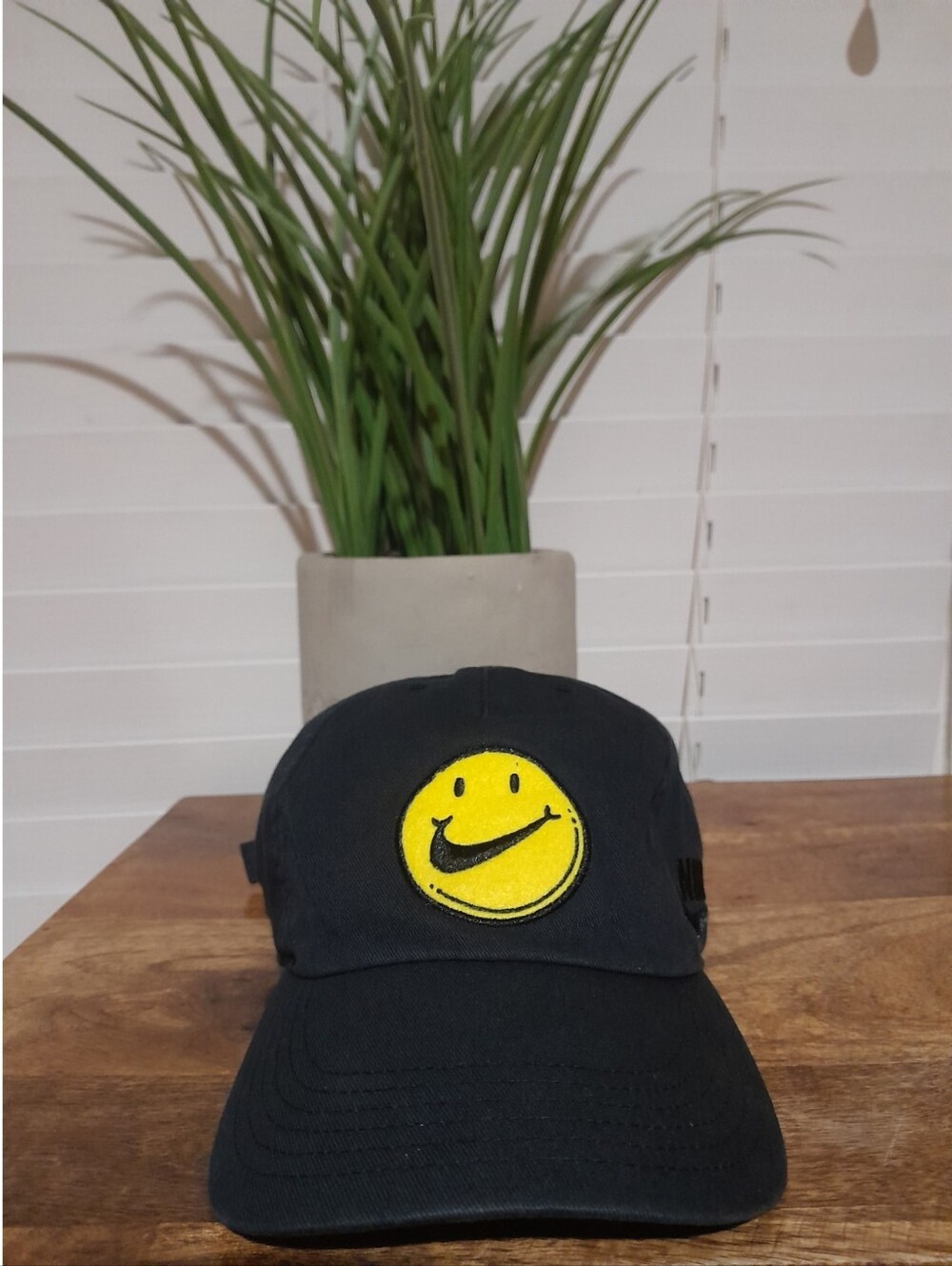 Nike Smiley Face :Have A Nike Day" Adjustable Cap Black Yellow Adult Size